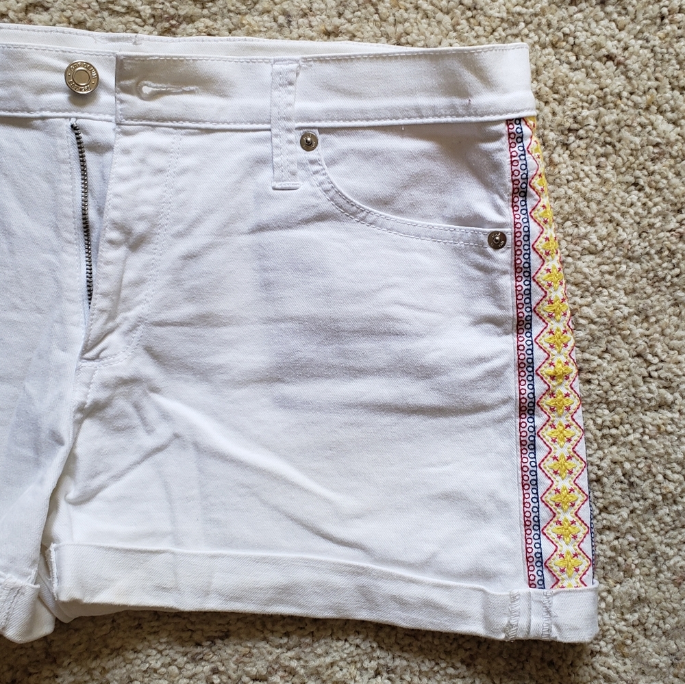 Gap White Denim Shorts with Embroidered Side Trim